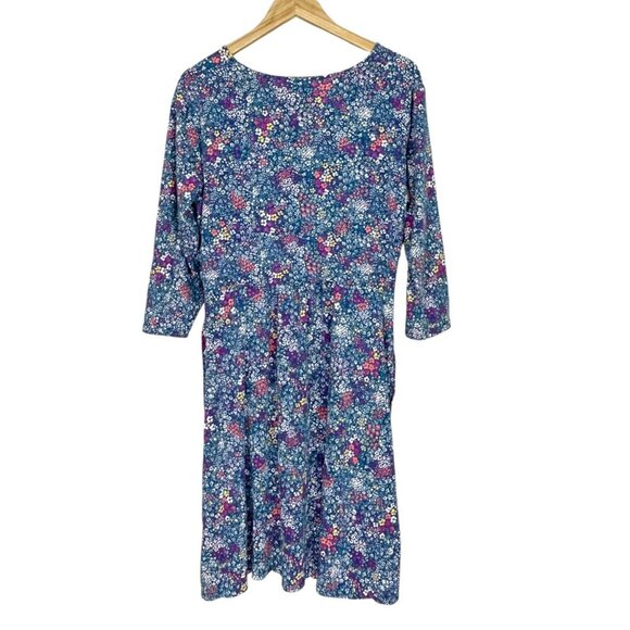 LANDS' END FLORAL PRINT 3/4 SLEEVE FIT AND FLARE DRESS - Picture 5 of 8